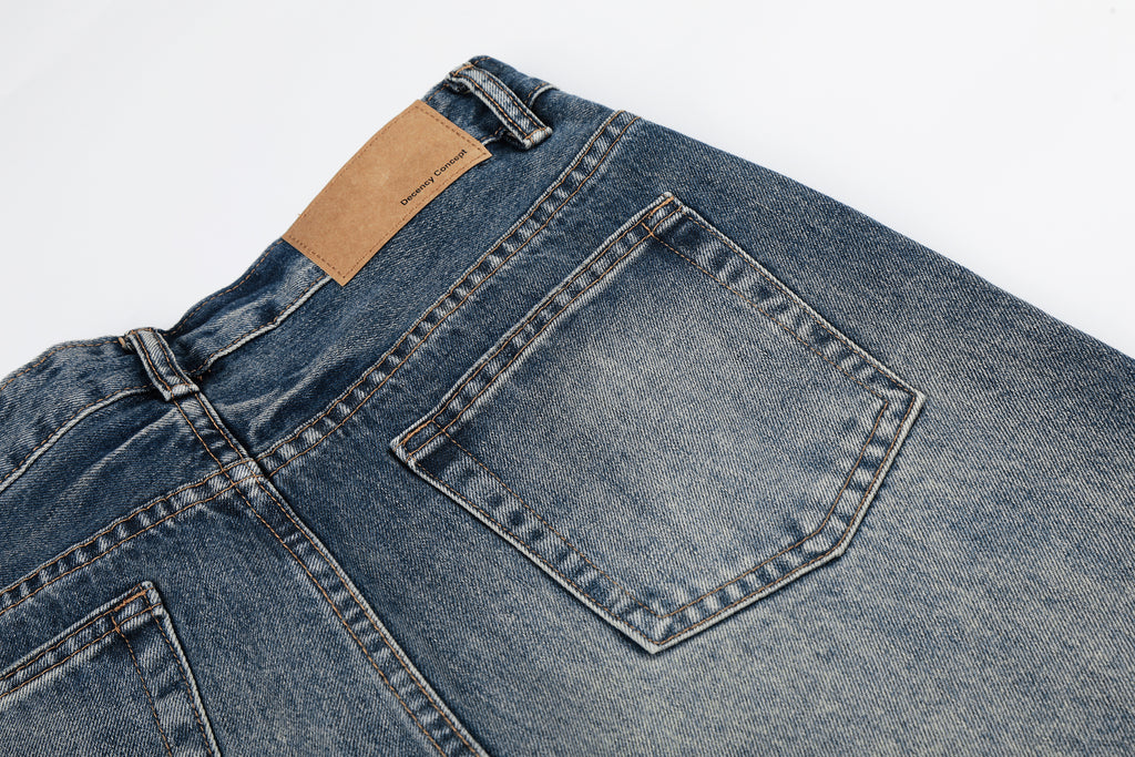 DONOTLOGO Urban Heritage Collection | Unisex Oversized Cat Whisker Ripped Denim | Retro Aesthetic High-Rise Wide-Leg Bottoms with Authentic Fade Detail