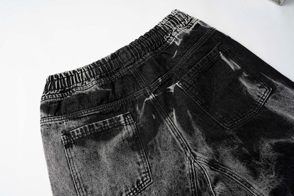 DONOTLOGO Acid Wash Patchwork Cargo Shorts - Oversized Distressed Denim Jorts - American High Street Aesthetic Baggy Shorts for Men
