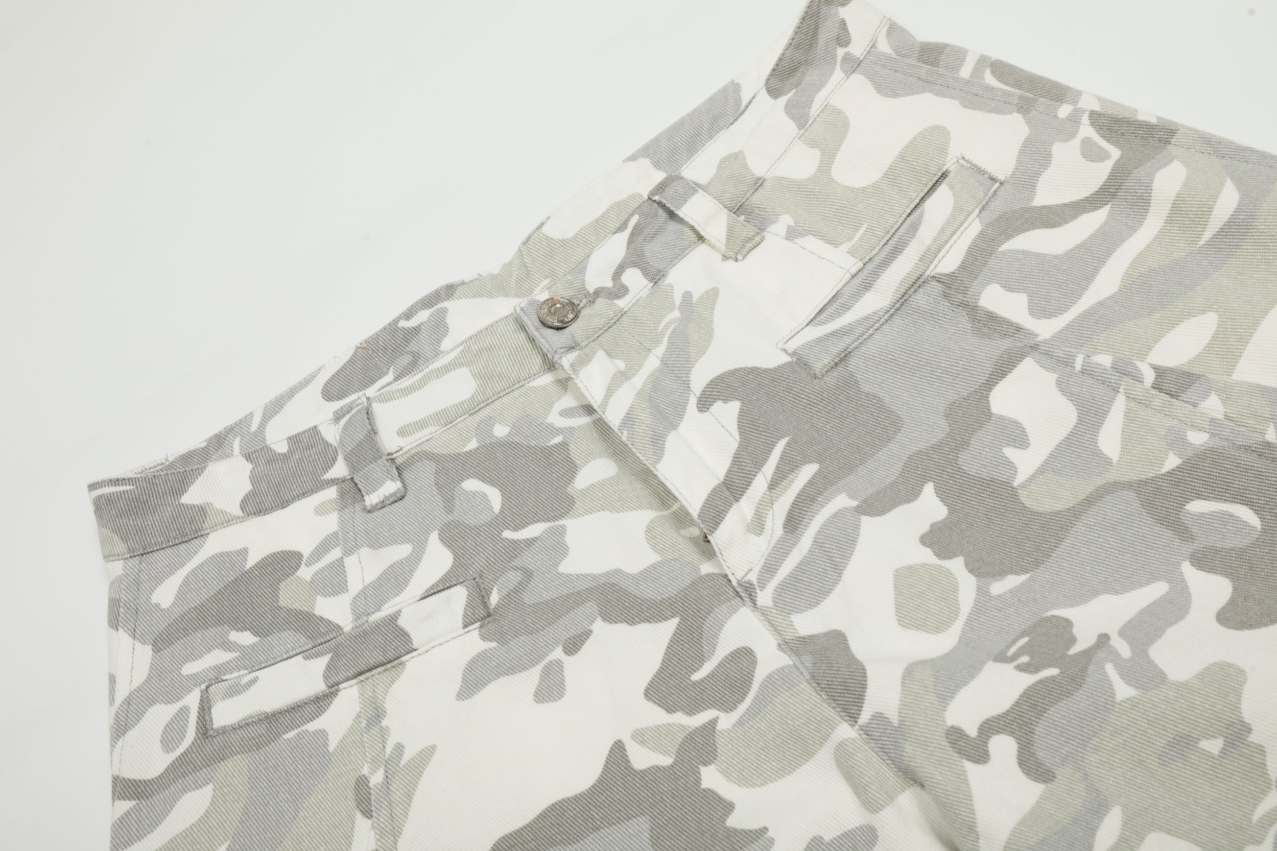 Unisex Distressed Snow Camo Pants