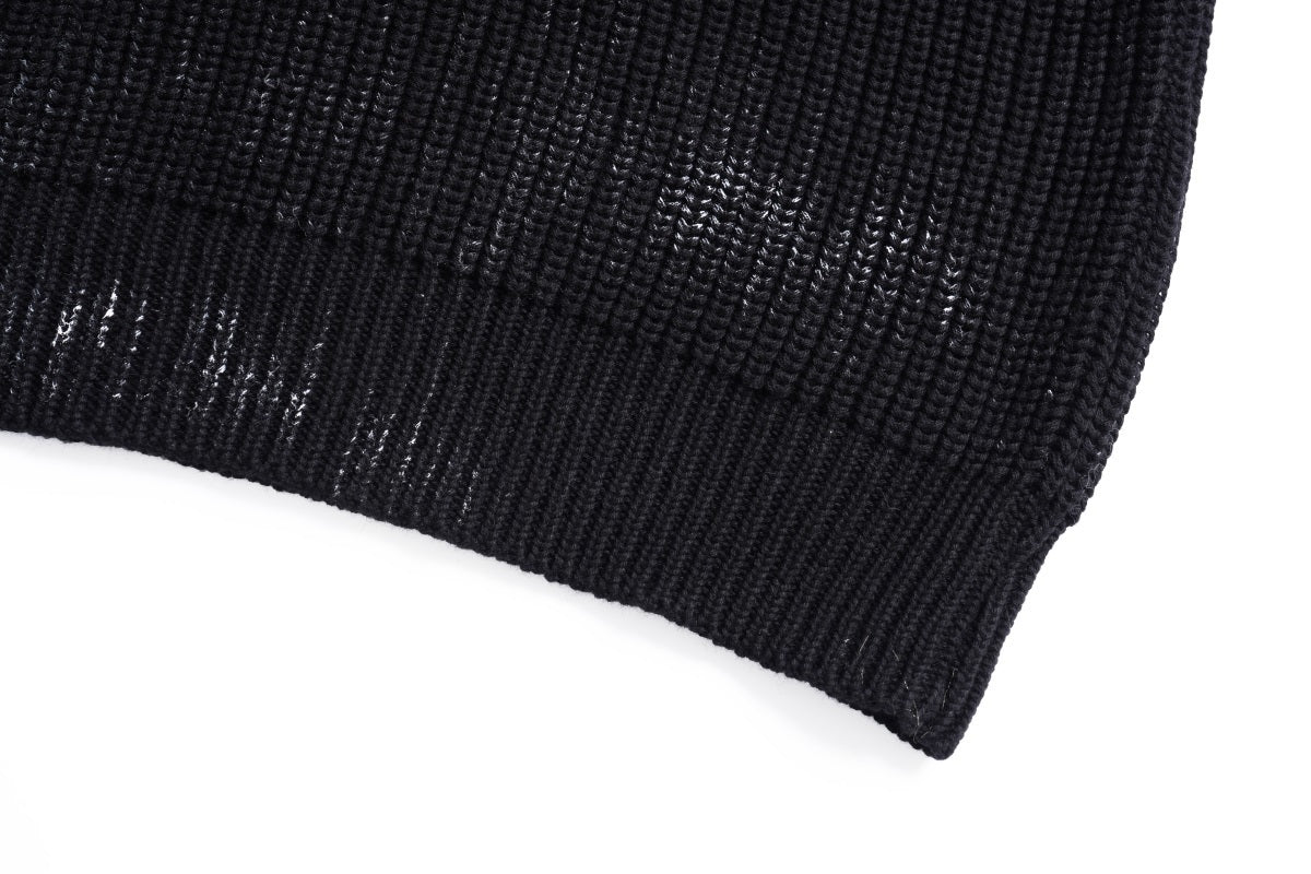 Unisex Vintage Tie-Dye Distressed Knit Letter Sweater