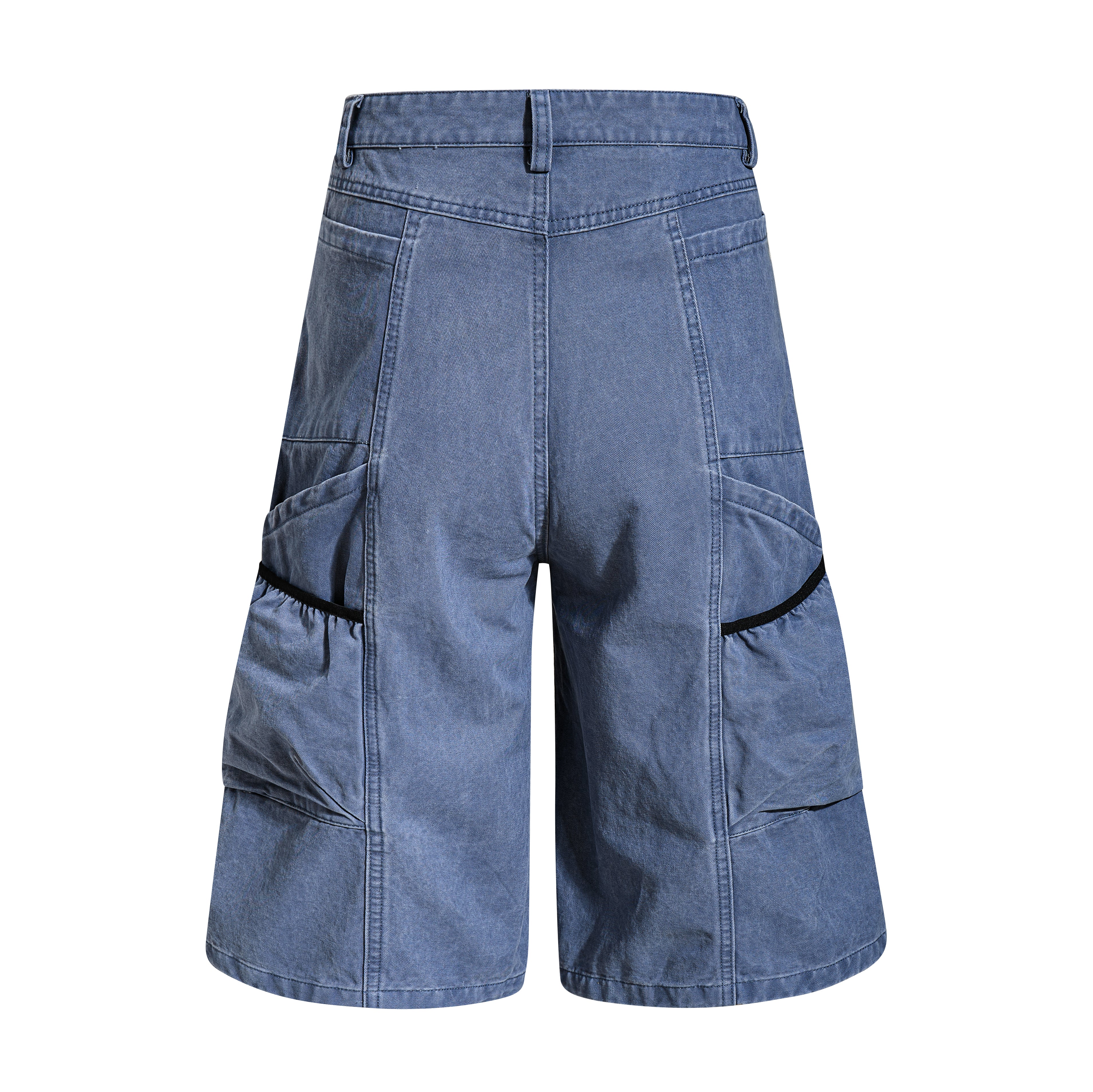 DONOTLOGO Oversized Patchwork Utility Jean Shorts | Men's & Women's Wide Leg Cargo Capris | Retro Streetwear Baggy Denim Shorts