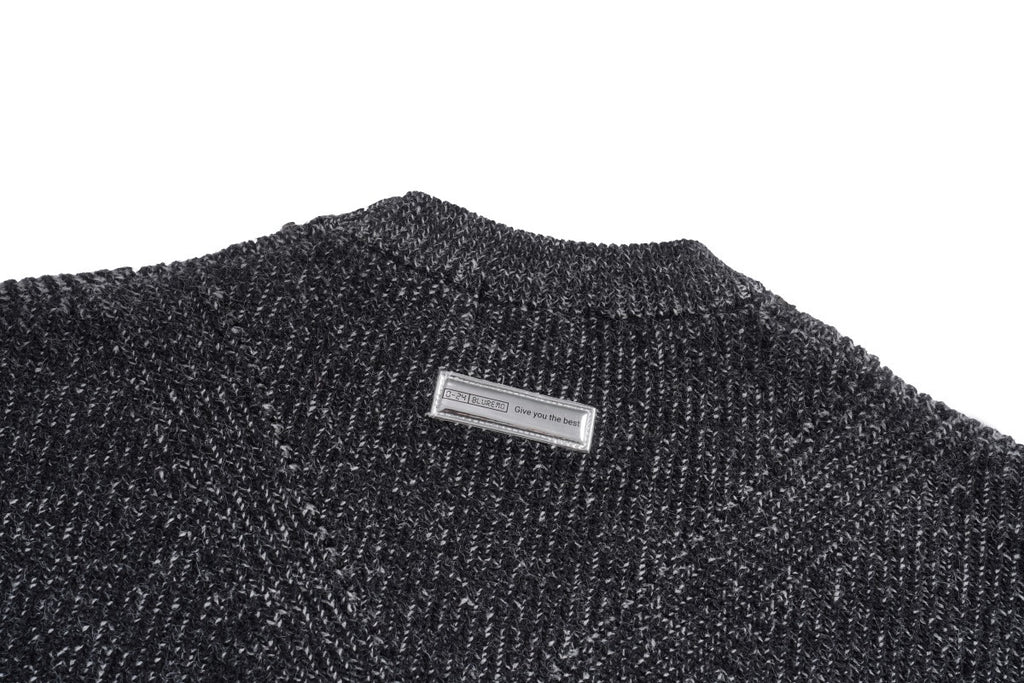 Unisex Loose-Fit Textured Knit Sweater with Studded Geometric Pattern