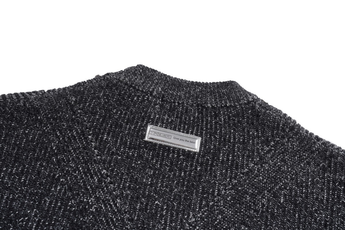 Unisex Loose-Fit Textured Knit Sweater with Studded Geometric Pattern