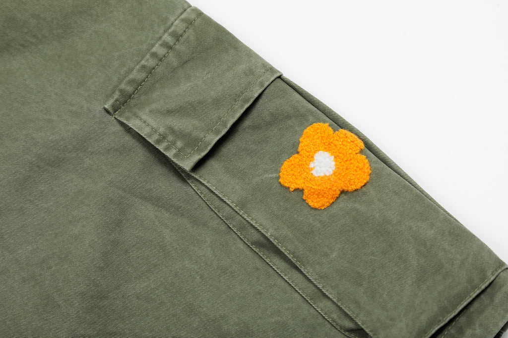 Unisex Multi-Pocket Floral Embroidered Cargo Pants