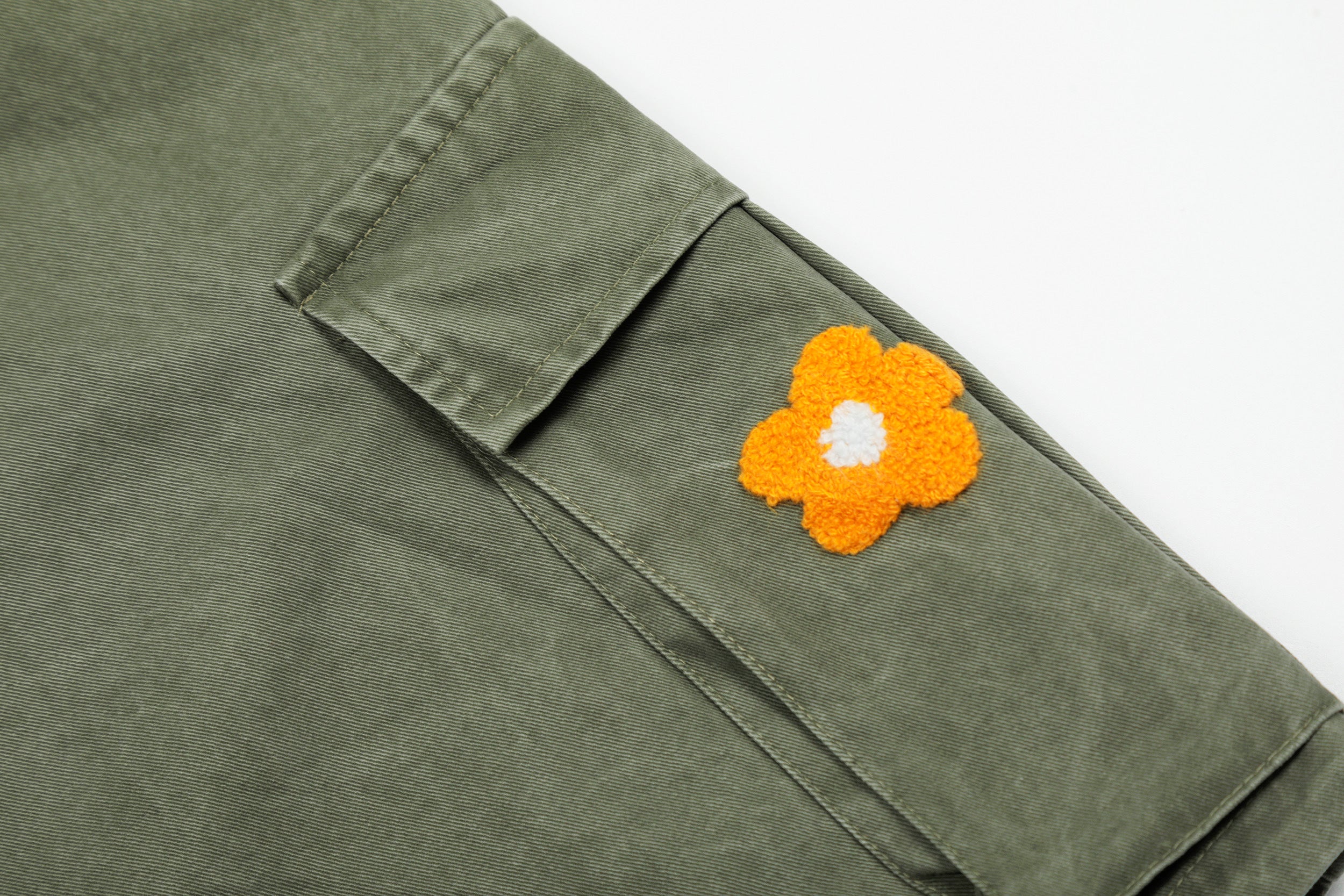 Unisex Multi-Pocket Floral Embroidered Cargo Pants