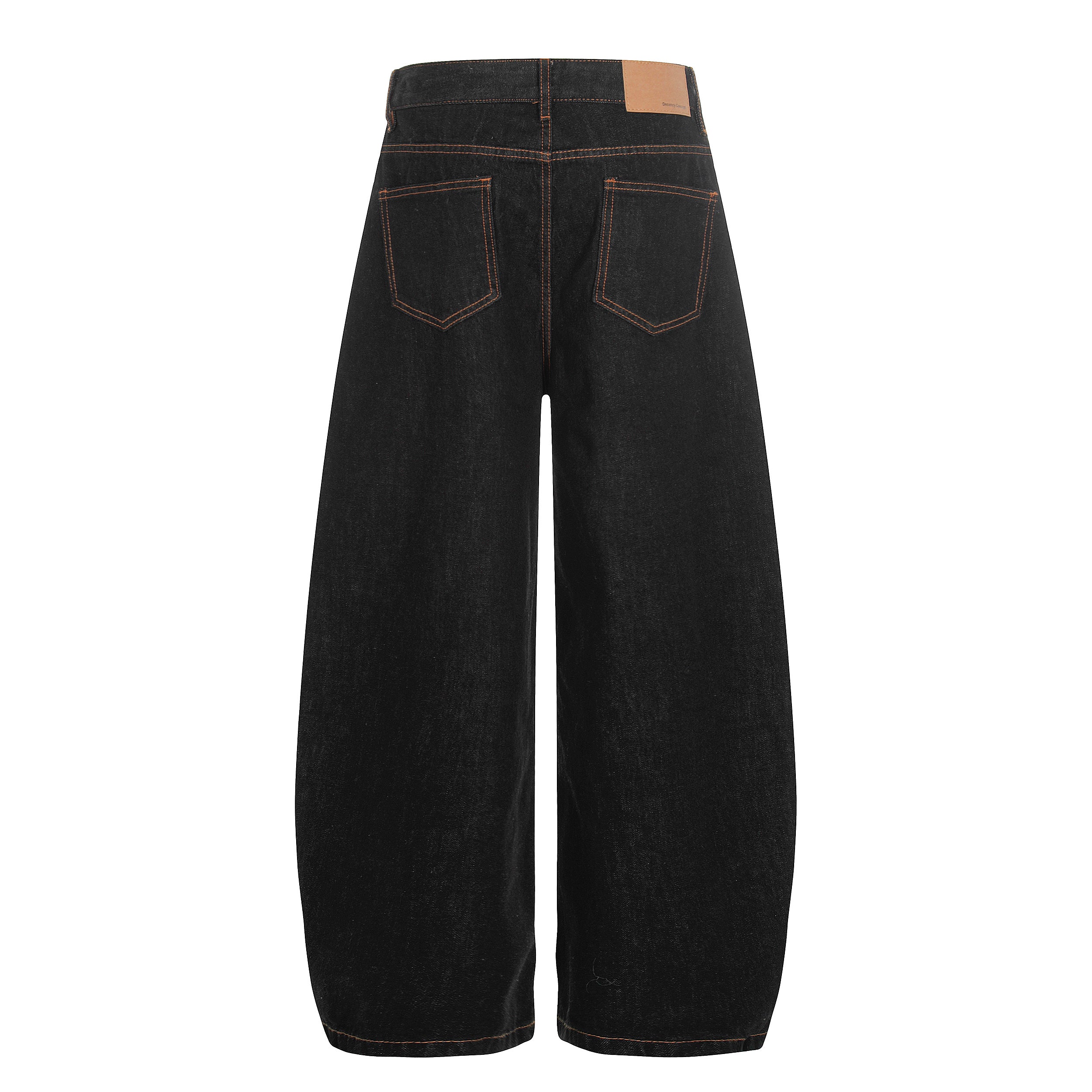 DONOTLOGO Urban Heritage Collection | Unisex Oversized Raw Denim Curved Leg Bottoms | Retro Aesthetic High-Rise Wide-Leg Jeans with Authentic Contrast Stitch Detail