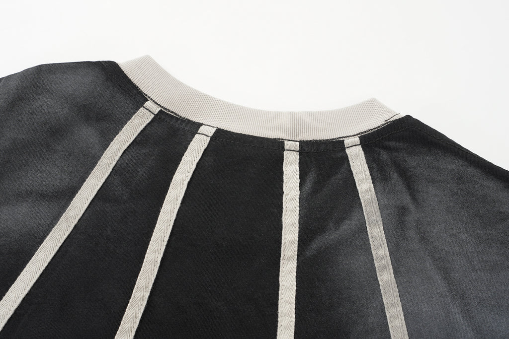 DONOTLOGO Future Grunge Collection | Unisex Relaxed Fit Deconstructed Tee | Bold Geometric Seaming & Faded Wash Finish with Heavyweight Cotton Fabric