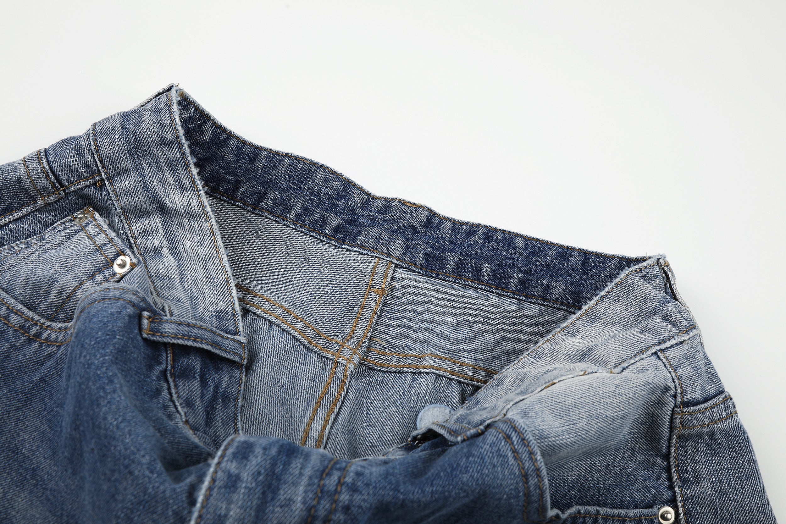 DONOTLOGO Urban Edge Collection | Unisex Relaxed Fit Denim Jeans | Bold Cat Whisker Seaming & Faded Wash Finish with Classic Cotton Denim Fabric