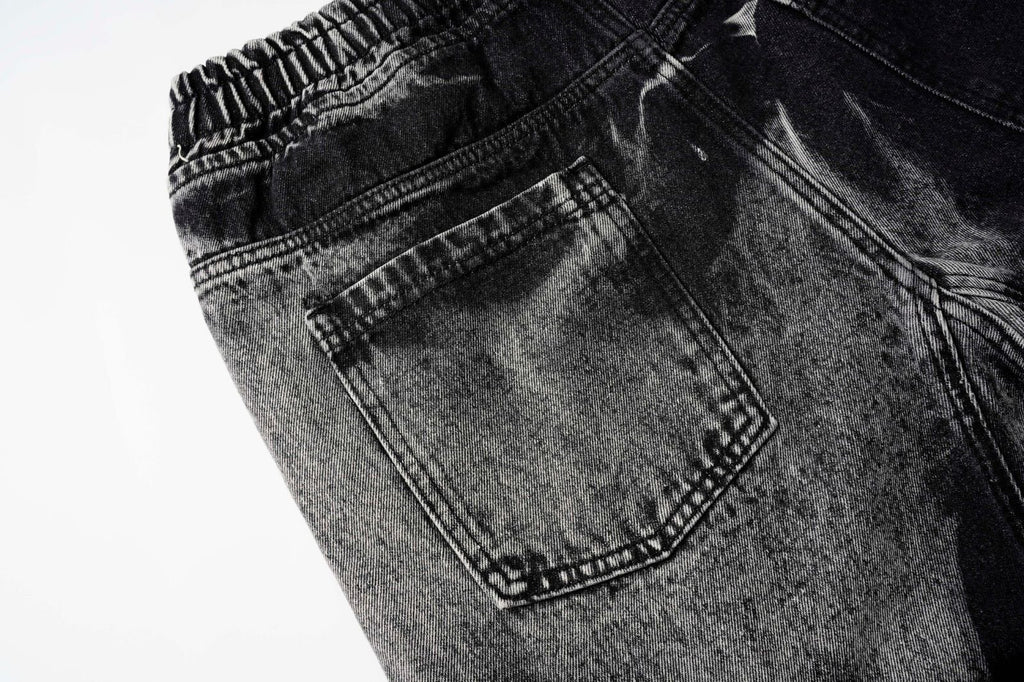 DONOTLOGO Acid Wash Patchwork Cargo Shorts - Oversized Distressed Denim Jorts - American High Street Aesthetic Baggy Shorts for Men