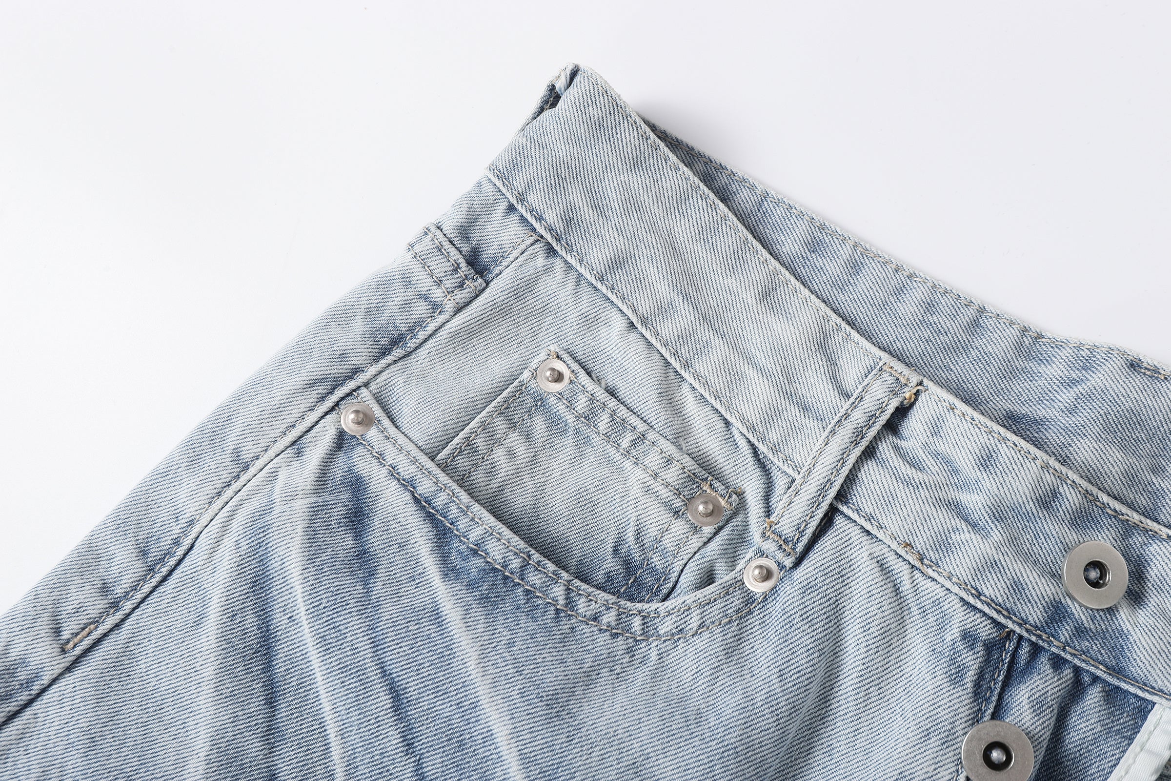 DONOTLOGO Retro Blue Baggy Denim Pants | Unisex Y2K Wide Leg Trousers with Natural Whiskering & Fade | High Street Relaxed Fit Bottoms