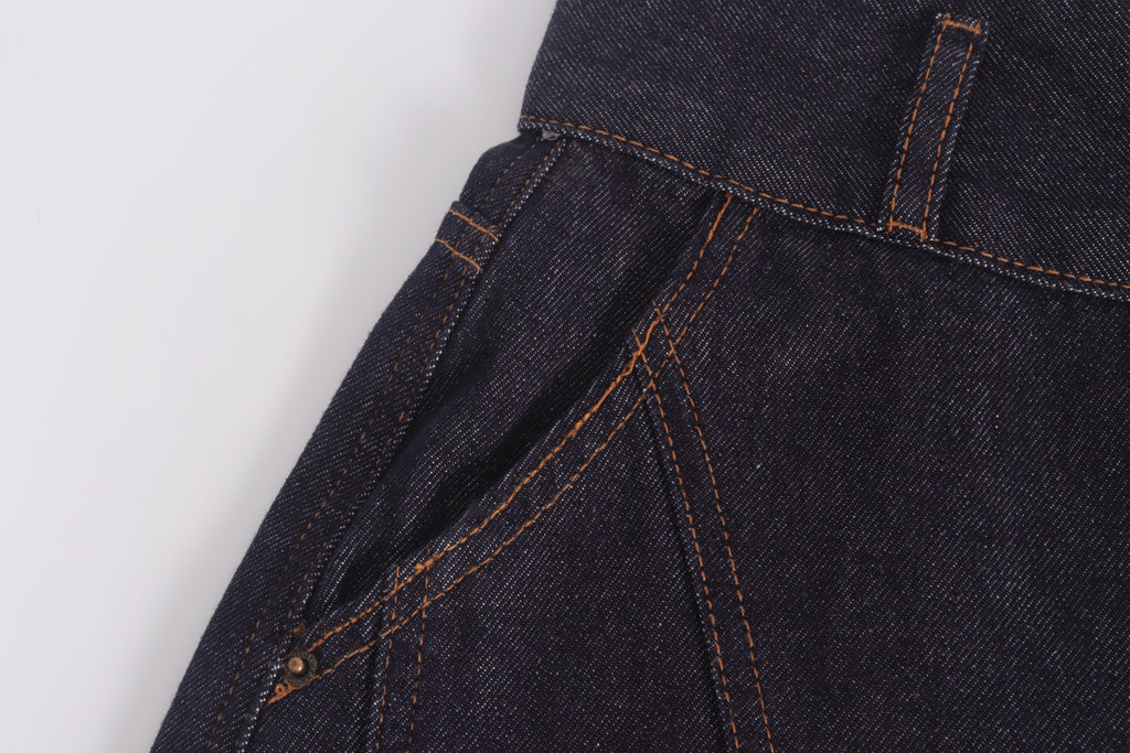 DONOTLOGO Retro Military Aesthetic | Unisex Oversized Balloon Jeans | Raw Indigo Denim with Functional Cargo Pockets & Embroidered Back Logo