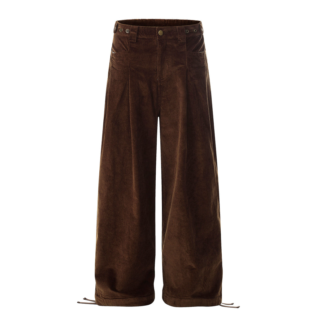 Unisex Vintage Washed Wide-Leg Pleated Pants