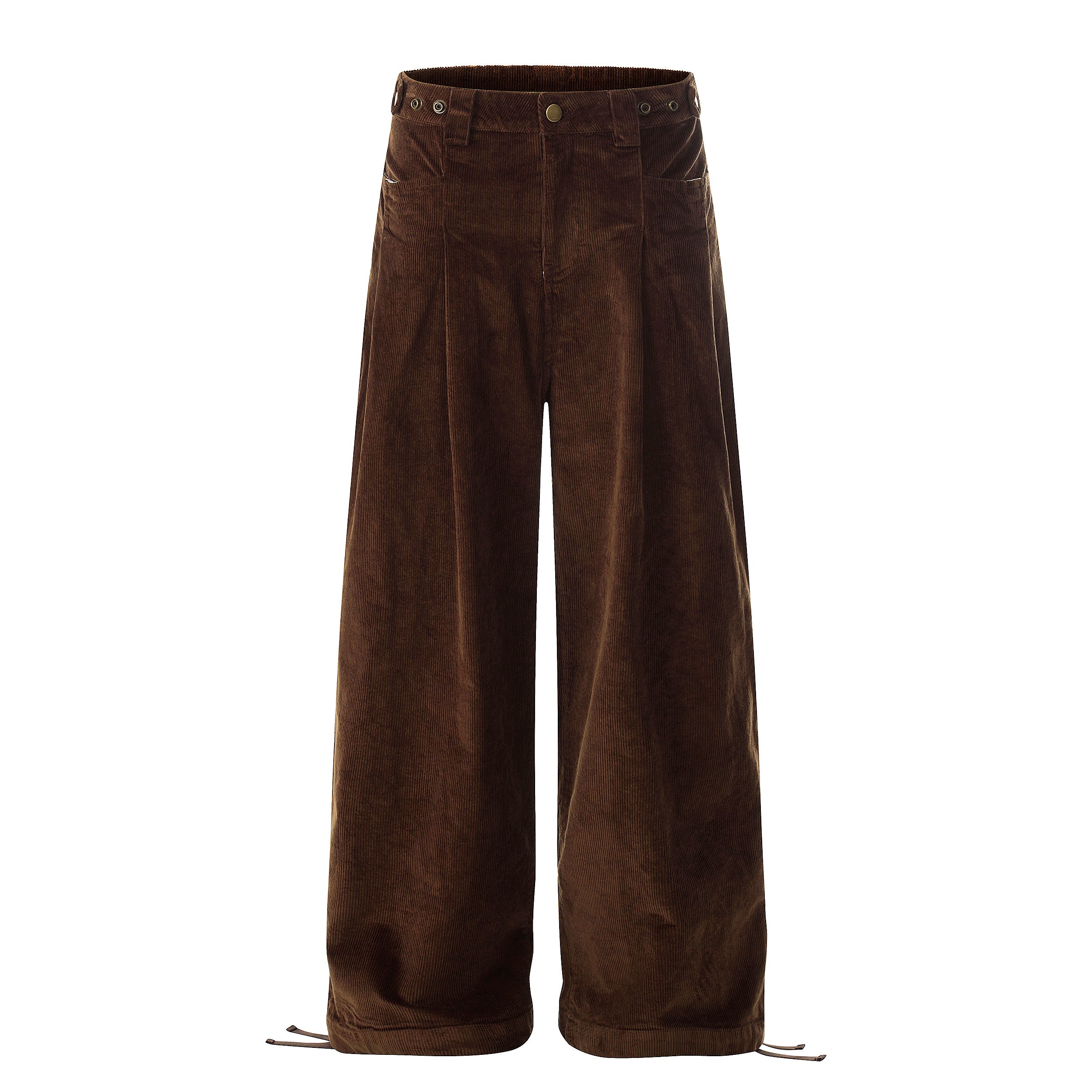 Unisex Vintage Washed Wide-Leg Pleated Pants
