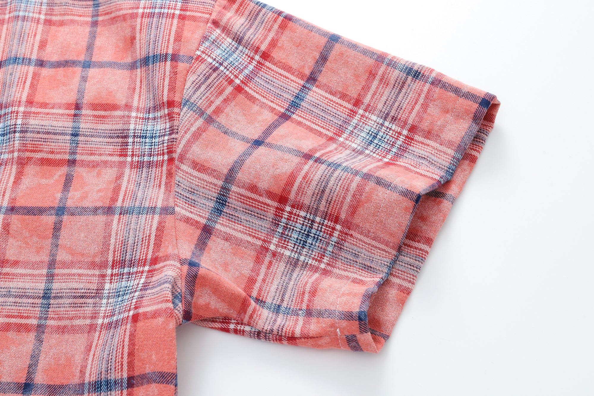 DONOTLOGO Unfailing Retro Grid Shirt | Unisex Oversized Summer Streetwear | Acid Wash Red Tartan Top