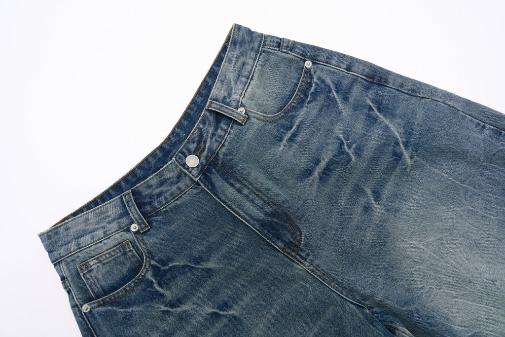DONOTLOGO Urban Edge Collection | Unisex Relaxed Fit Denim Shorts | Bold Lightning Seaming & Faded Wash Finish with Classic Cotton Denim Fabric