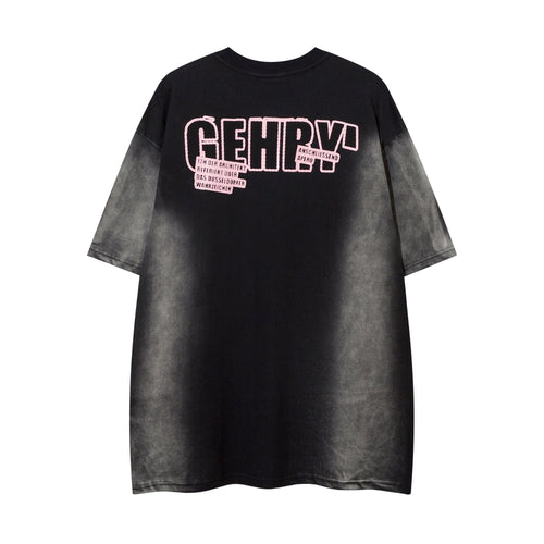 DONOTLOGO Bold Pink & Black Gradient Graphic Tee | Unisex Y2K Oversized Streetwear Top | Retro Anime Style Summer Shirt