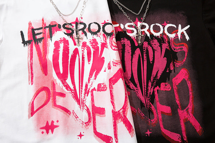 DONOTLOGO Bold Graffiti Letter & Chain Accent Tee | Unisex Y2K Oversized Streetwear Top | Retro High Street Summer Shirt