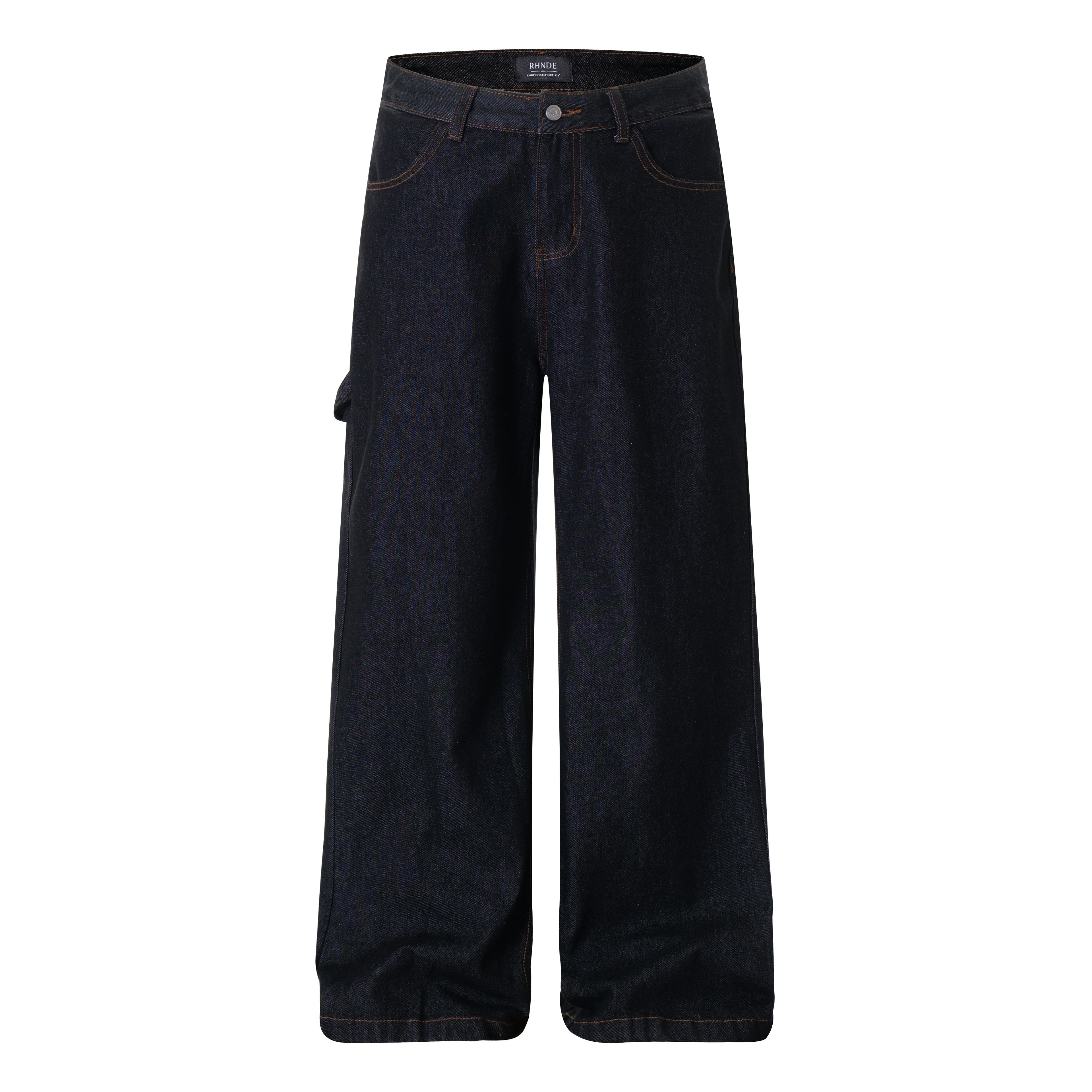 Unisex Letter Embroidered Denim Jeans