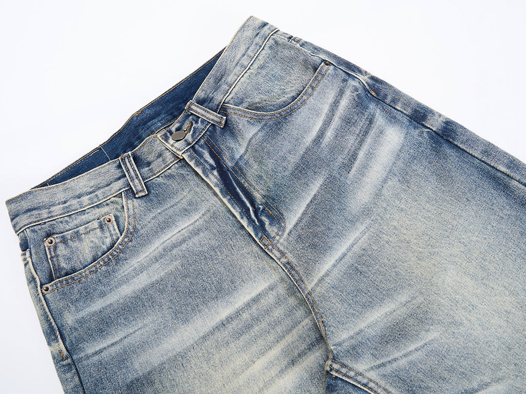 DONOTLOGO Oversized Light Wash Denim Jeans - Unisex Baggy Trousers with Distressed Whisker Effect - Edgy Streetwear Bottom with Wide Leg Silhouette & Raw Hem