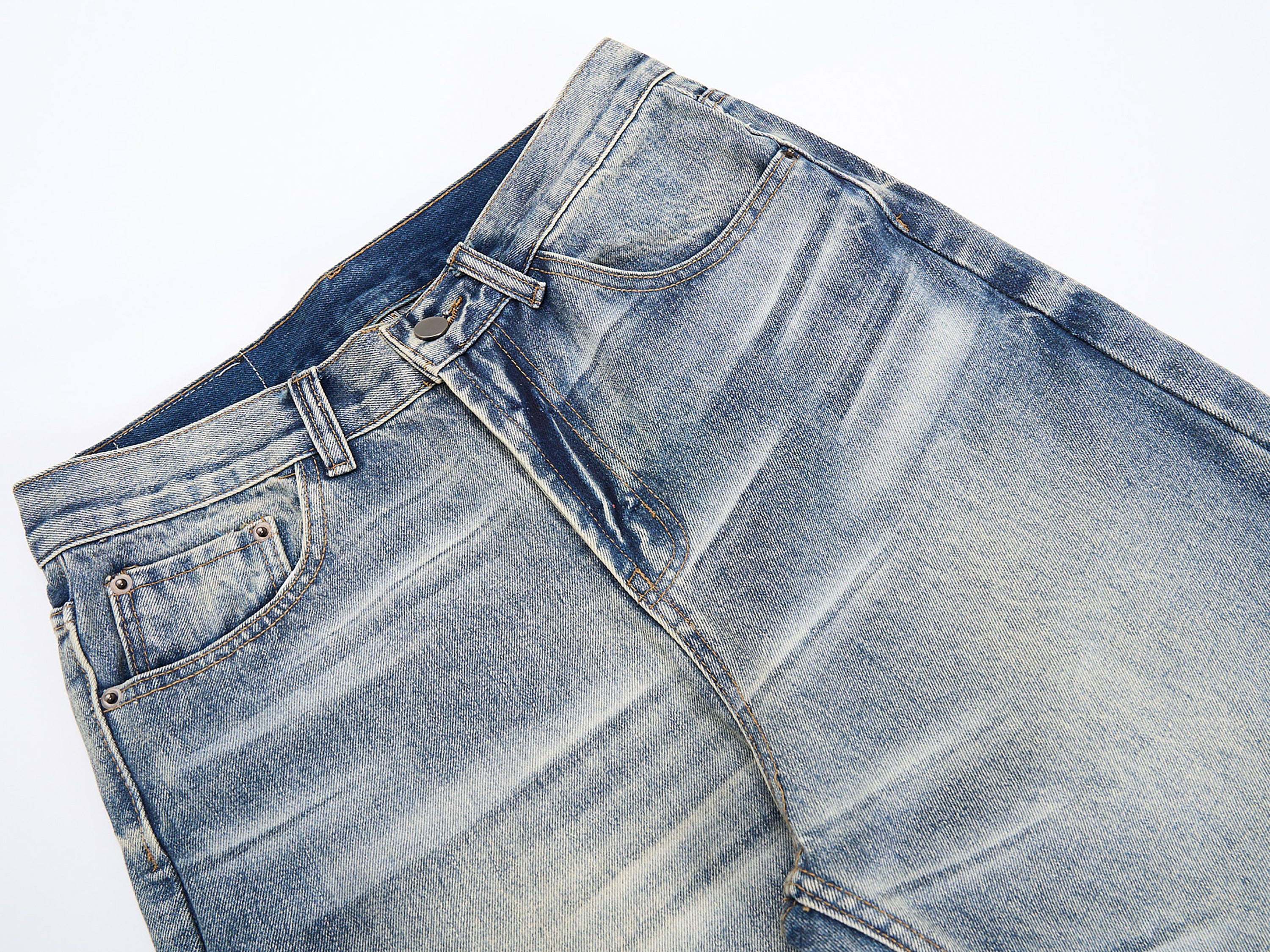 DONOTLOGO Oversized Light Wash Denim Jeans - Unisex Baggy Trousers with Distressed Whisker Effect - Edgy Streetwear Bottom with Wide Leg Silhouette & Raw Hem