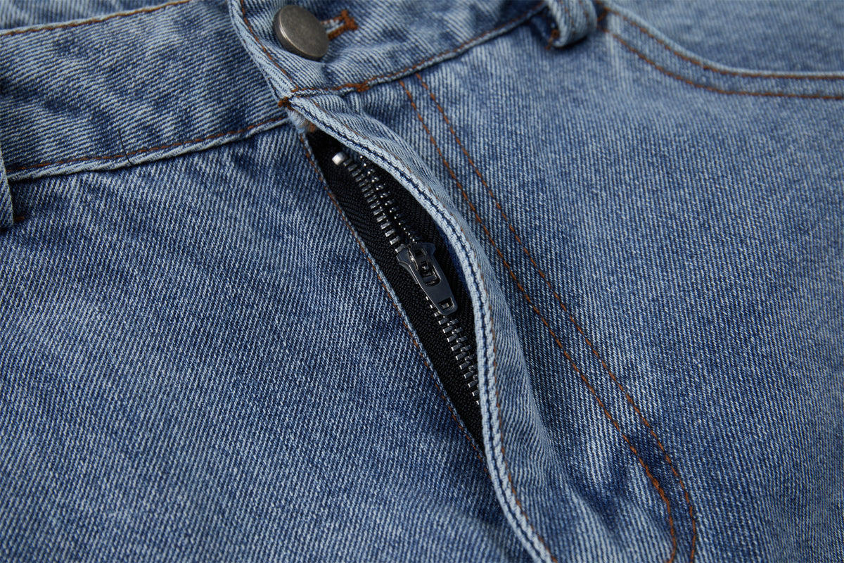DONOTLOGO Urban Streetwear Collection | Unisex Relaxed Silhouette Jeans | Bold Curved Cut & Soft Denim Fabric