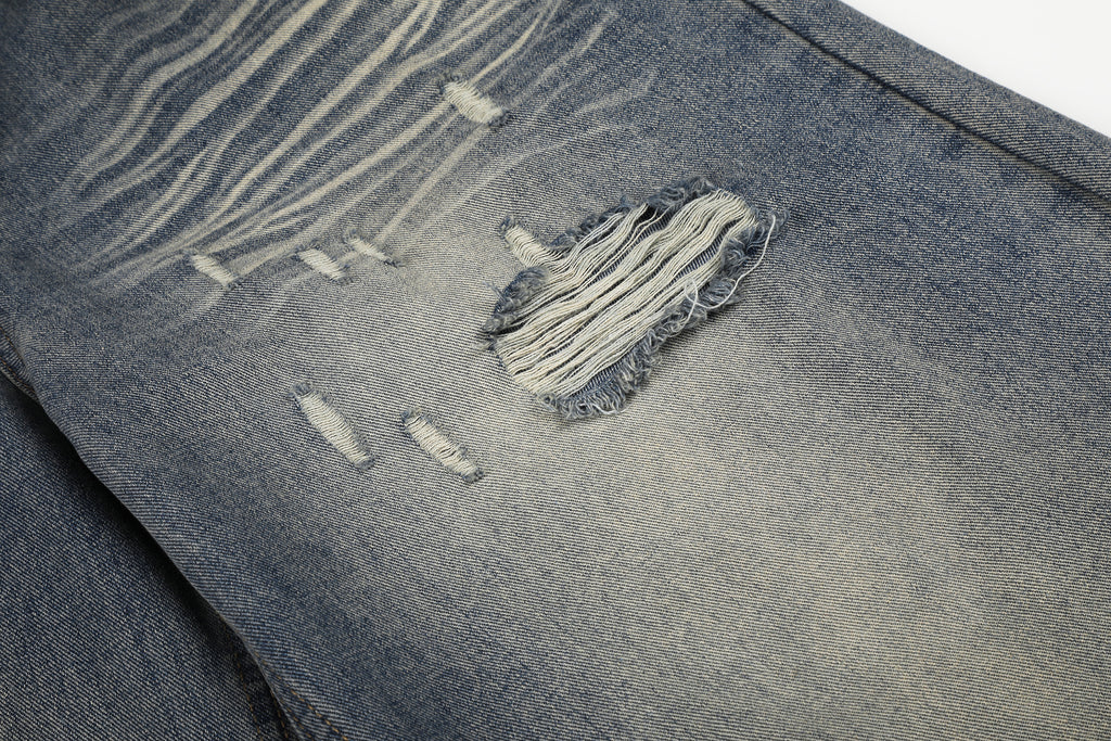 DONOTLOGO Urban Edge Collection | Unisex Relaxed Fit Denim Jeans | Bold Cat Whisker Seaming & Faded Wash Finish with Classic Cotton Denim Fabric
