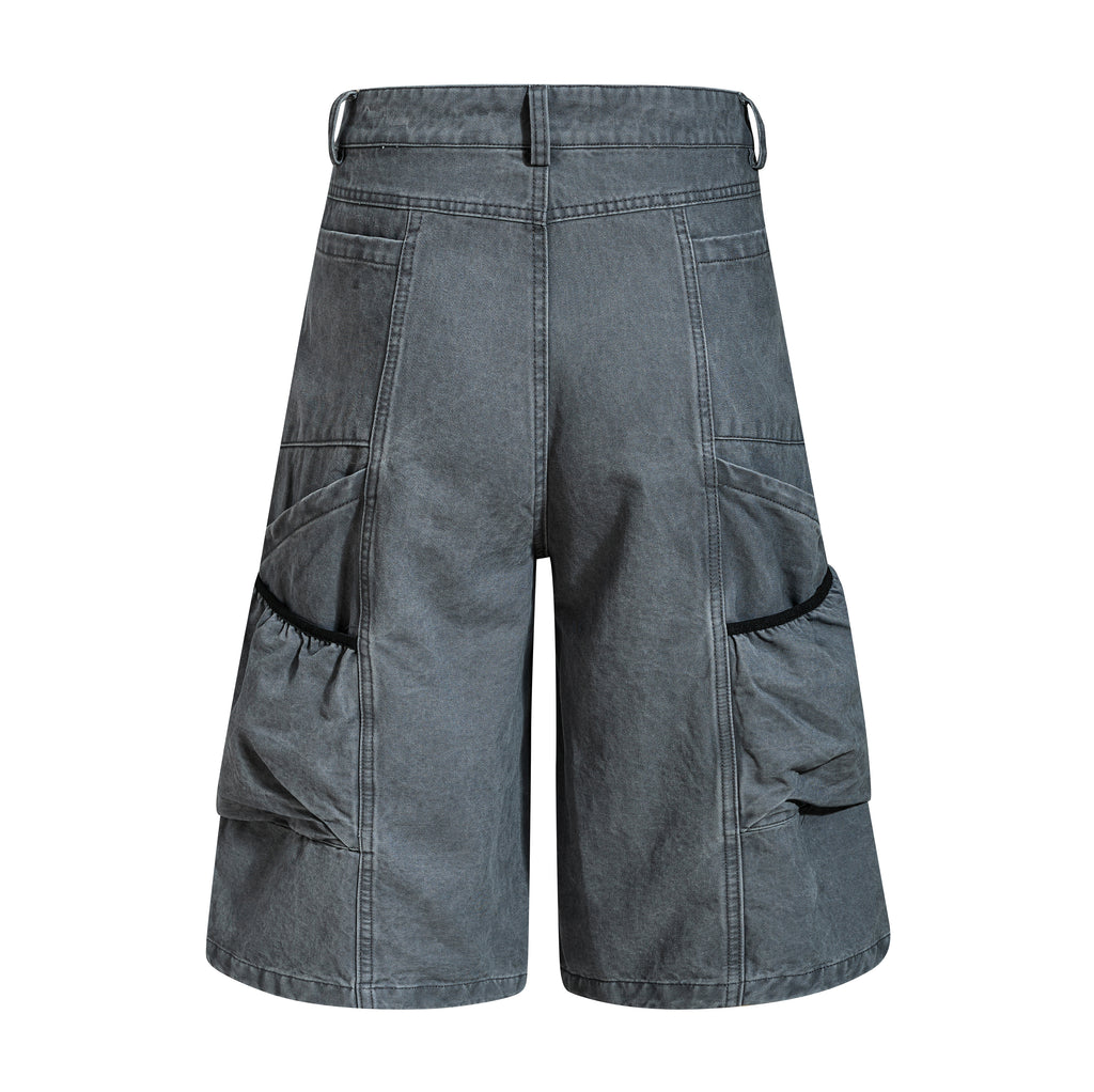 DONOTLOGO Oversized Patchwork Utility Jean Shorts | Men's & Women's Wide Leg Cargo Capris | Retro Streetwear Baggy Denim Shorts