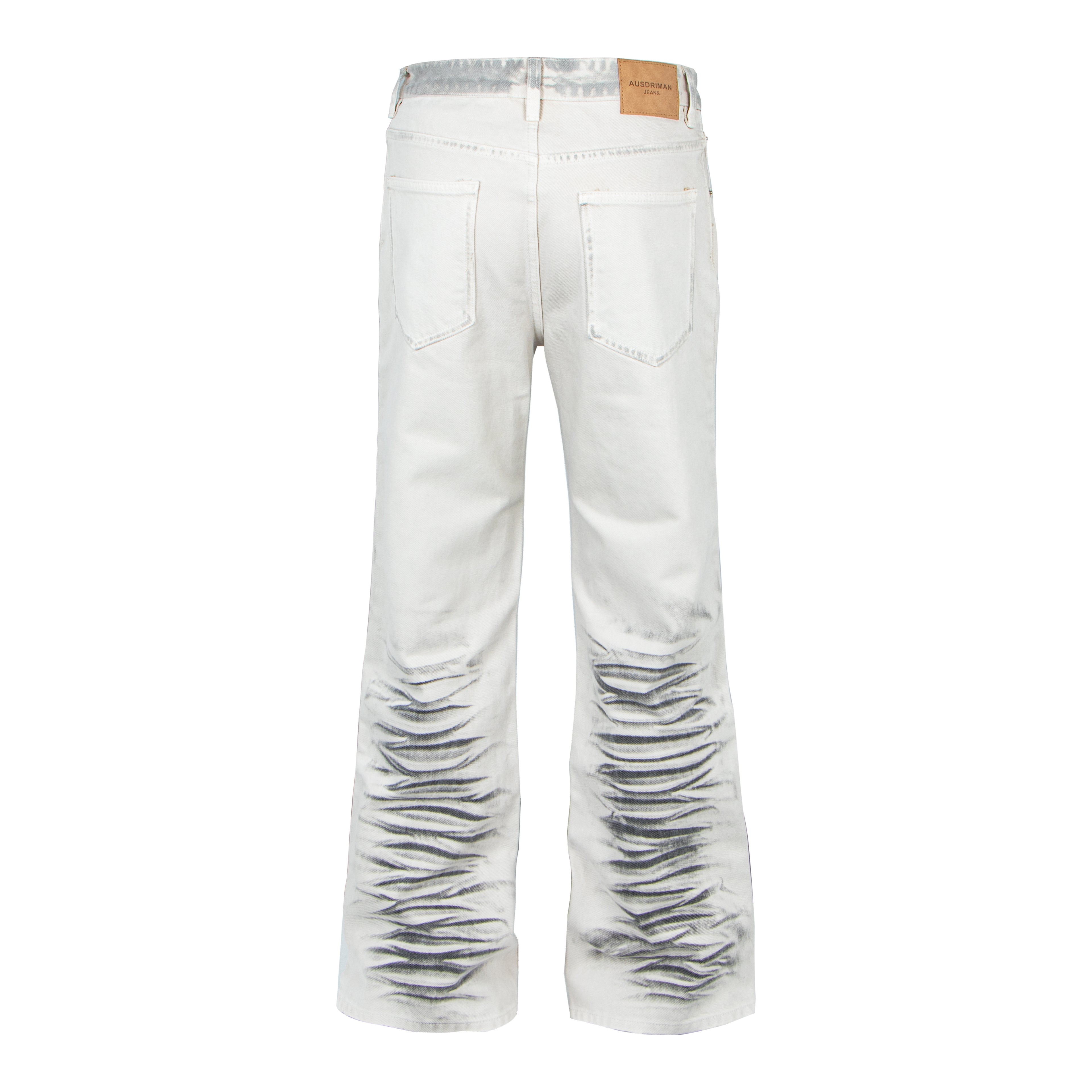 Dirty-Wash Distressed Micro-Flare Denim Jeans