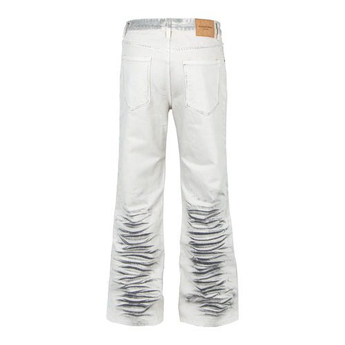 Dirty-Wash Distressed Micro-Flare Denim Jeans