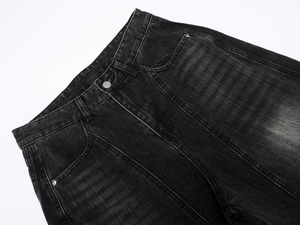 DONOTLOGO Oversized Black Acid Wash Denim Jeans - Unisex Baggy Trousers with Distressed Whisker Effect - Edgy Streetwear Bottom with Wide Leg Silhouette & Raw Hem