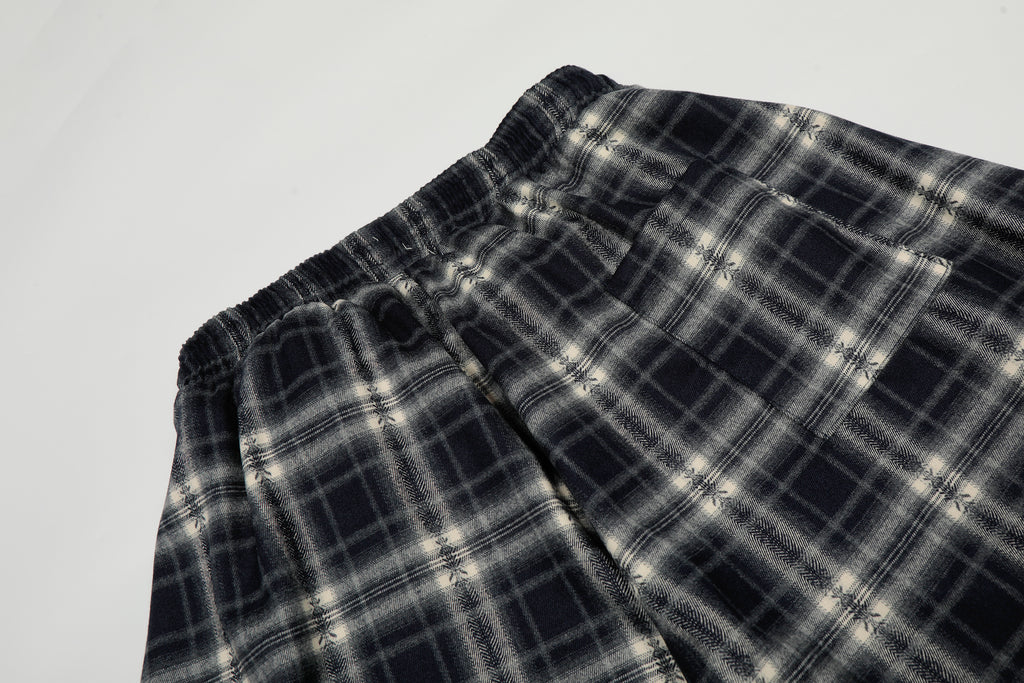 DONOTLOGO Urban Streetwear Collection | Unisex Relaxed Silhouette Plaid Pants | Bold Checkered Motif & Soft Cotton Knit Fabric