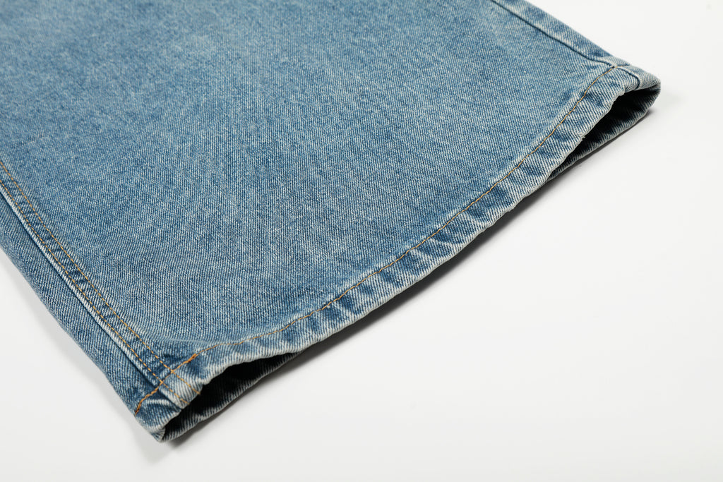 DONOTLOGO Urban Heritage Collection | Unisex Oversized Deconstructed Denim | Retro Aesthetic High-Rise Wide-Leg Bottoms with Authentic Diagonal Button & Folded Waist Detail