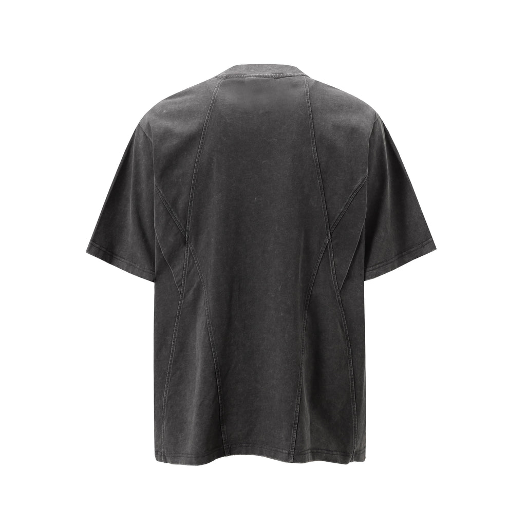 DONOTLOGO Urban Workwear Collection | Unisex Relaxed Fit Tee | Bold Panel Construction & Vintage Wash Motif with Soft Heavyweight Cotton