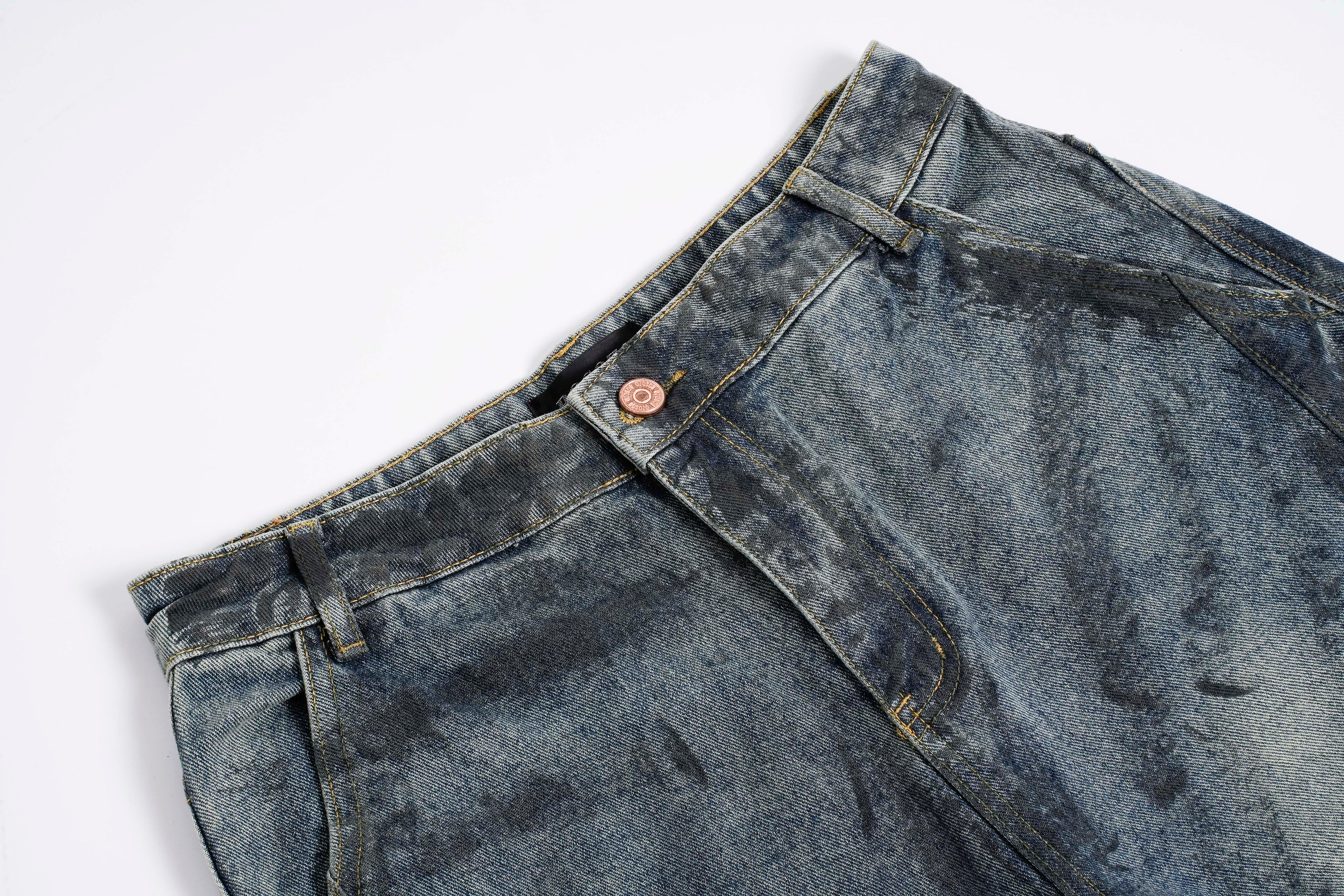 DONOTLOGO Heavy Acid Wash Baggy Cargo Jorts | Unisex Y2K Wide Leg Denim Shorts | Retro High Street Summer Bottoms