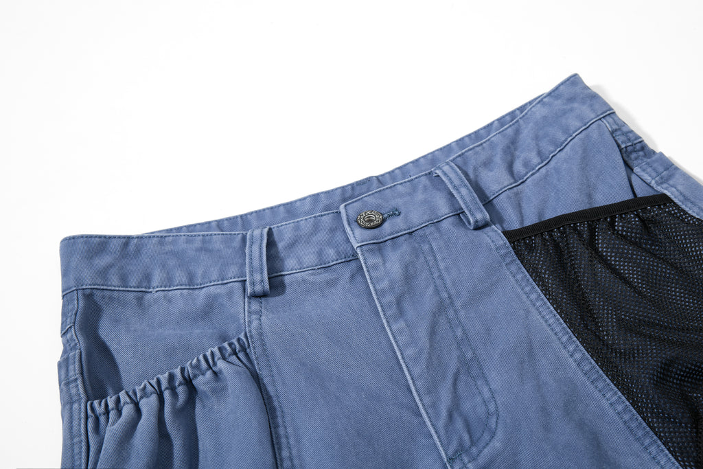 DONOTLOGO Oversized Patchwork Utility Jean Shorts | Men's & Women's Wide Leg Cargo Capris | Retro Streetwear Baggy Denim Shorts