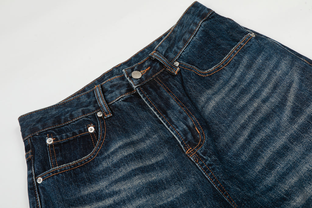 DONOTLOGO Urban Heritage Collection | Unisex Oversized Cat Whisker Denim | Retro Aesthetic High-Rise Wide-Leg Bottoms with Authentic Fade Detail
