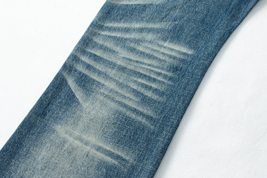 Vintage Distressed Straight-Leg Denim Jeans