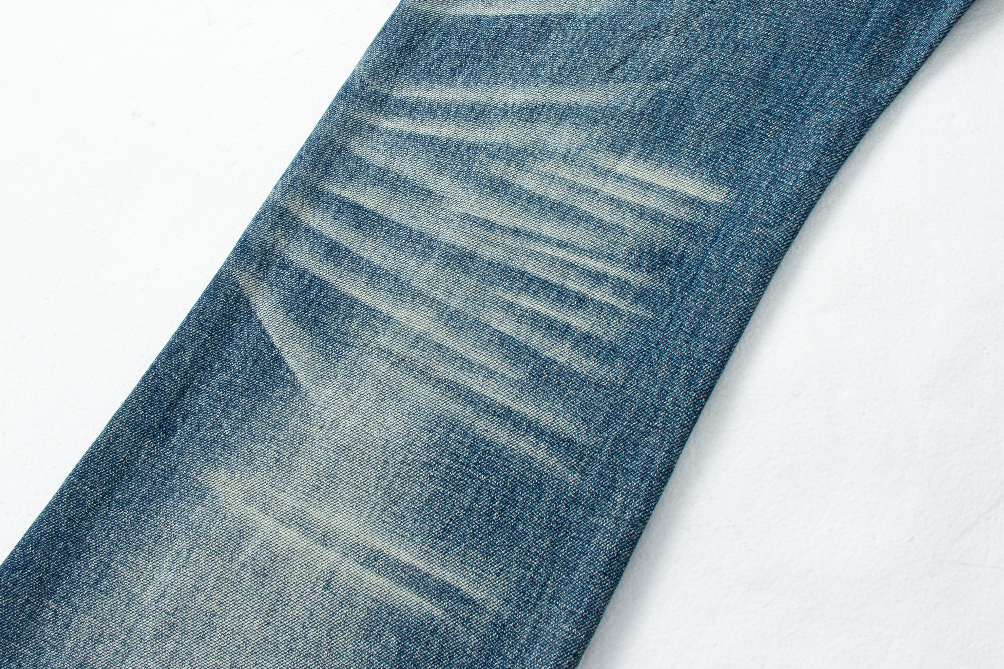 Vintage Distressed Straight-Leg Denim Jeans