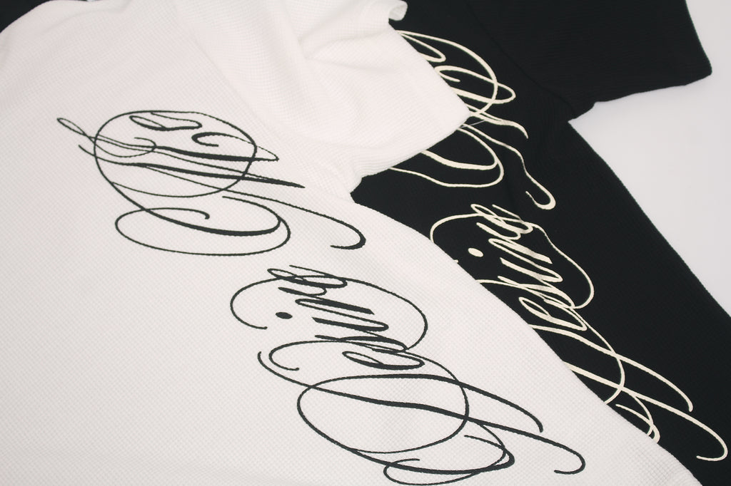 DONOTLOGO Urban Streetwear Collection | Unisex Relaxed Silhouette Tee | Bold Script Motif & Soft Waffle Knit Fabric