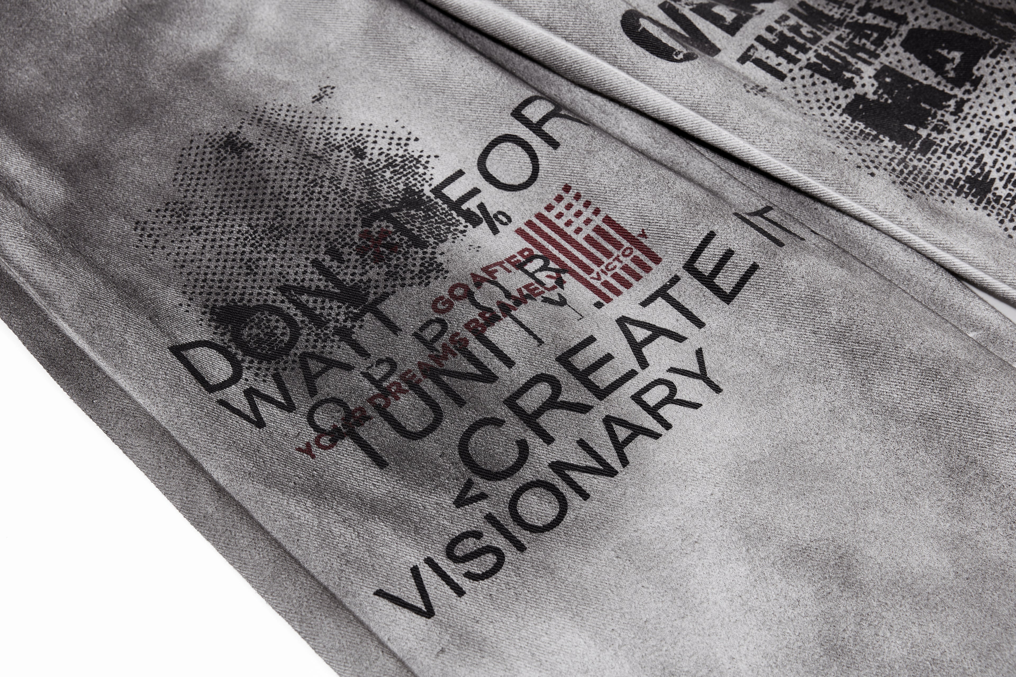 Unisex Vintage Washed Graffiti Paint Denim Jeans