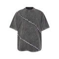 DONOTLOGO Wasteland Revival Collection | Unisex Relaxed Fit Deconstructed Tee | Bold Diagonal Raw Seaming & Faded Wash Finish with Heavyweight Cotton Fabric