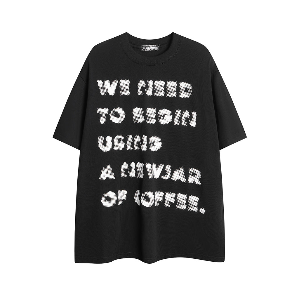 Unisex Streetwear Gradient Faded Letter Graphic Short-Sleeve T-Shirt