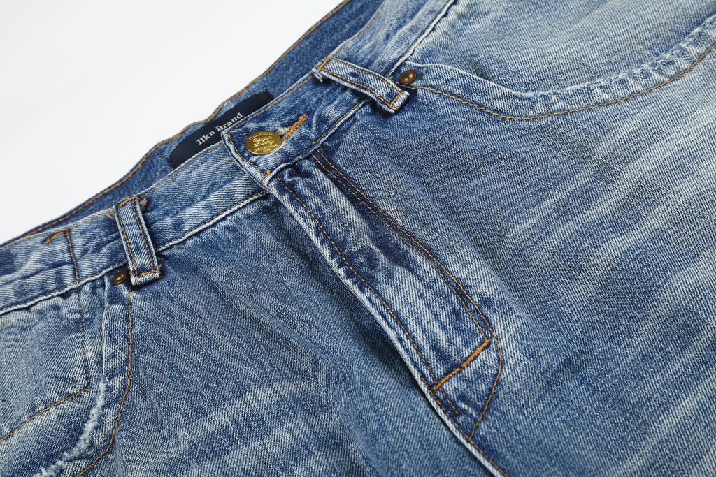 DONOTLOGO Urban Heritage Collection | Unisex Oversized Cropped Denim | Retro Aesthetic High-Rise Wide-Leg Bottoms with Authentic Fade Detail