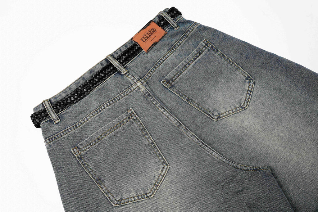 DONOTLOGO Deconstructed Arc Seam Denim - Oversized Patchwork Cargo Pants with Distressed Wash - Avant-Garde Wide Leg Trousers for Men