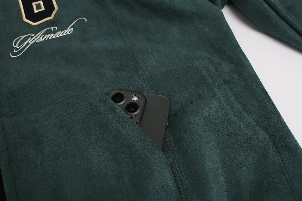 Unisex Double-Pocket Patchwork Zip-Up Hoodie with Dense Embroidery