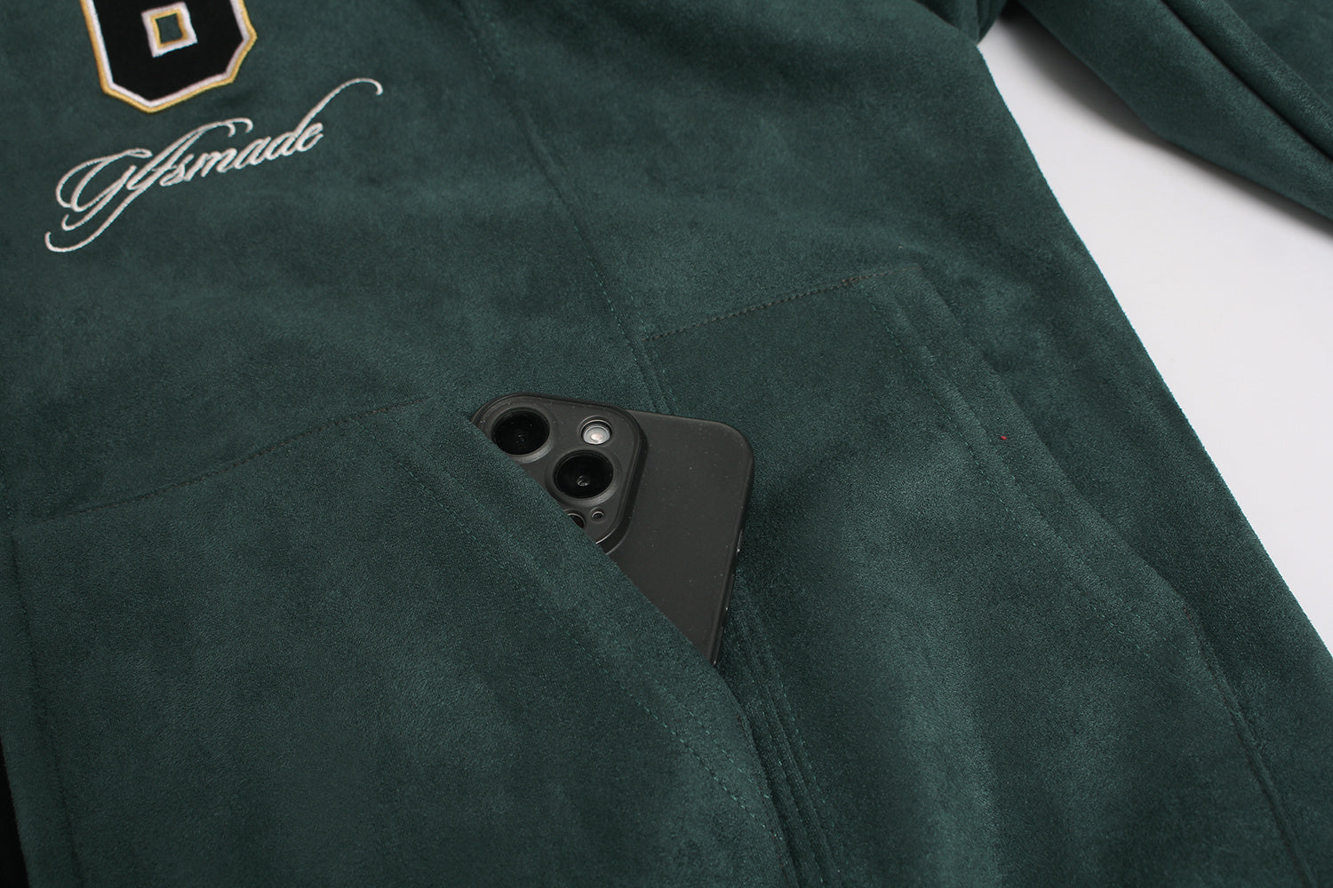 Unisex Double-Pocket Patchwork Zip-Up Hoodie with Dense Embroidery