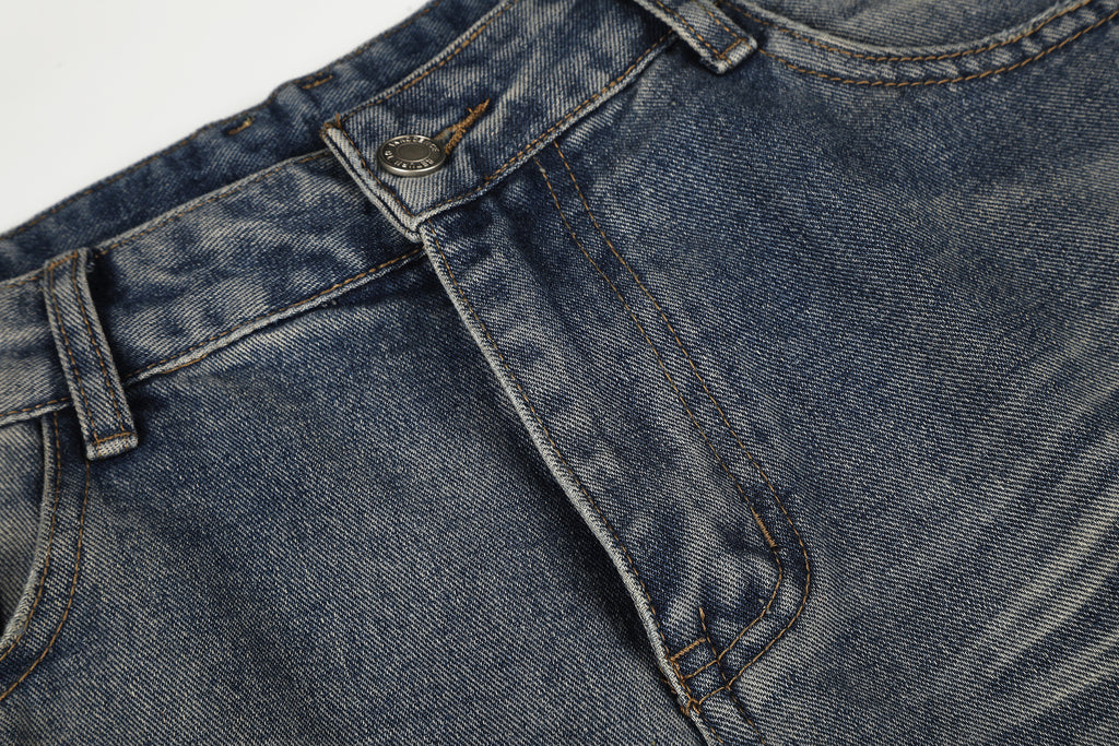 DONOTLOGO Urban Edge Collection | Unisex Relaxed Fit Denim Jeans | Bold Cat Whisker Seaming & Faded Wash Finish with Classic Cotton Denim Fabric