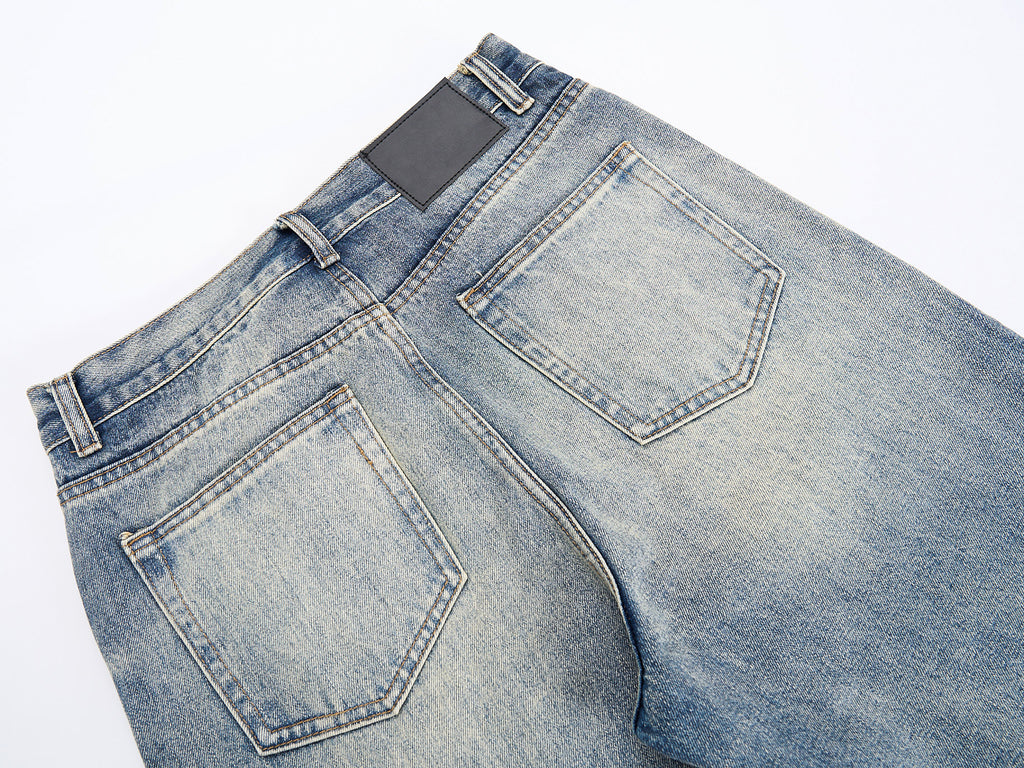 DONOTLOGO Oversized Light Wash Denim Jeans - Unisex Baggy Trousers with Distressed Whisker Effect - Edgy Streetwear Bottom with Wide Leg Silhouette & Raw Hem