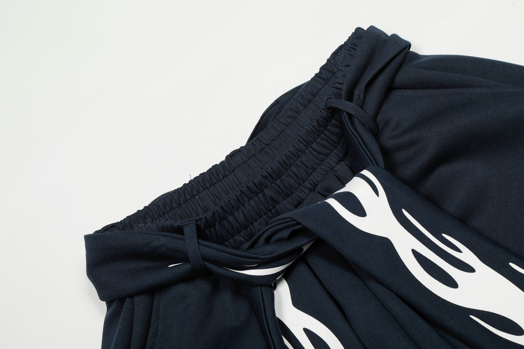 DONOTLOGO Urban Streetwear Collection | Unisex Relaxed Silhouette Sweatpants | Bold Flame Motif & Soft Cotton Knit Fabric