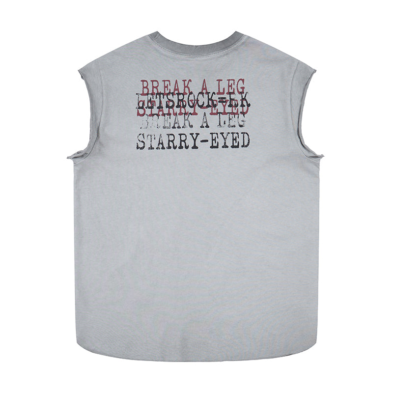 DONOTLOGO Vintage Cross Print Tank Top | Oversized Streetwear Sleeveless Tee for Men | Summer Must-Have